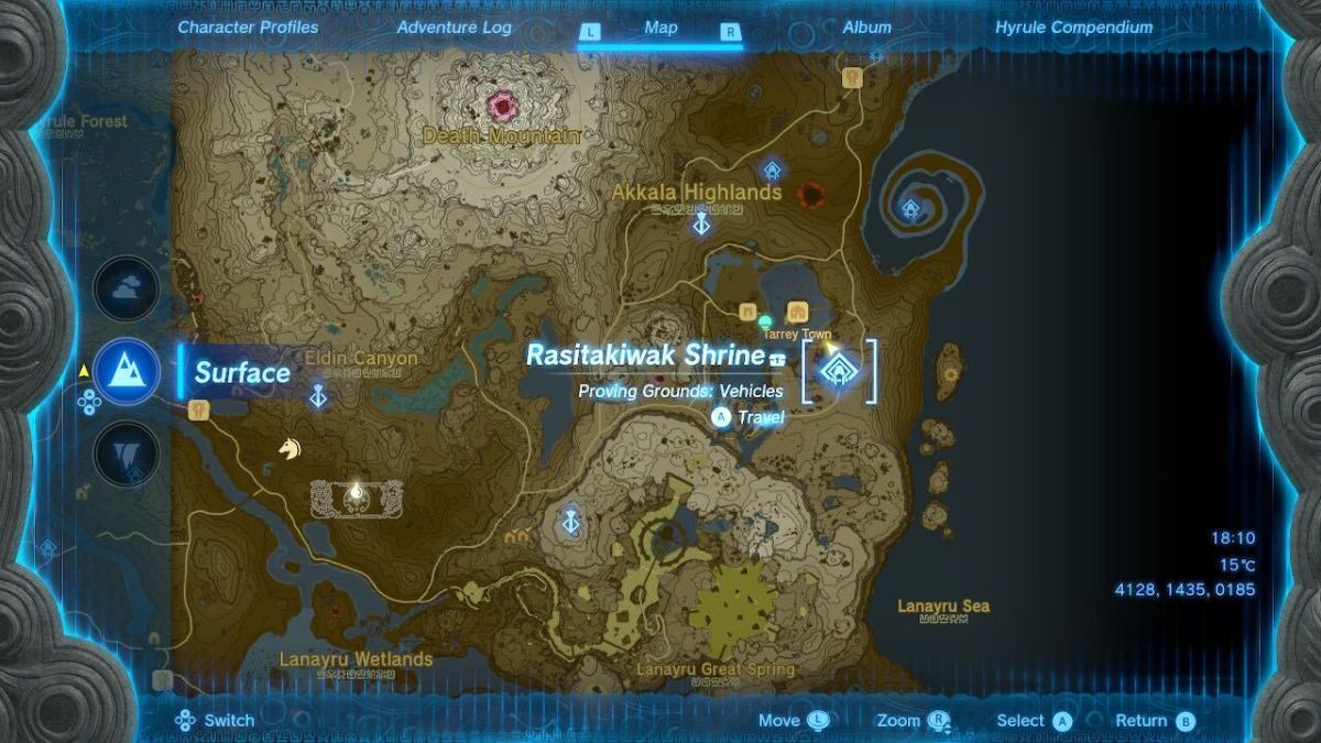 Once you've bought a plot of land in Tears of the Kingdom, head to this map location to start building. 